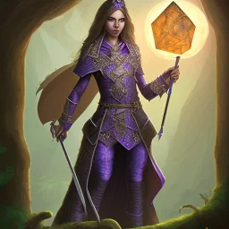 D&D character, female, vampire, druid, nature, tan skin, purple galaxy cloak