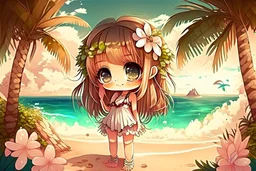 cute chibi girl in the paradise