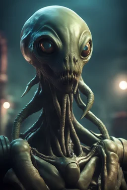 xcom's terror from the deep monster crap alien in fallout 4 setting, bokeh, downlight, prize winning, depth of field, in the style of ivo caprino