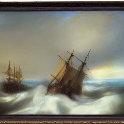 Rembrandt Snowstorm glowing lights ocean flying fish