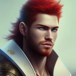 Red hair guy, warrior, hd, photorealistic, anime