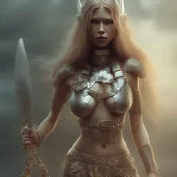 Viking, 8K, HD, portrait of woman in chains, naked