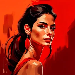 A beautiful woman in Luis rojo art style