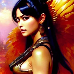 portrait beautiful face 'Nico Robin on Akira Bike(1988)',busty,ancient metal armor balanciaga fashion clothe painting by gaston bussiere, greg rutkowski, yoji shinkawa, yoshitaka amano, tsutomu nihei, donato giancola, tim hildebrandt, oil on canvas, cinematic composition, extreme detail,fit full head inside picture,16k