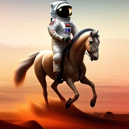 Riding horse astronaut mars