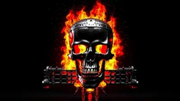 4K. REALISTIC FULL DETAILS. LOGO EMISSION DE RADIO HARDROCK FIRESTARTER TERMINATOR. FLAMMES EN FOND D IMAGE