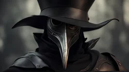knight with a helmet in the form of a plague doctor mask