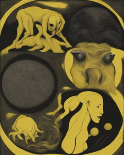 strange, yellow, black, and creature Circular shape , meme