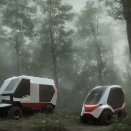 Electric recreational vehicle, autonomous concept vehicle, in the forest