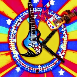 PEACE electric guitar PEACE psychedelic hippie trippy acid LSD PEACE made in japan GUITAR peacesign AMERICAN FLAG