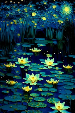 Mona Lisa starry night water lilies