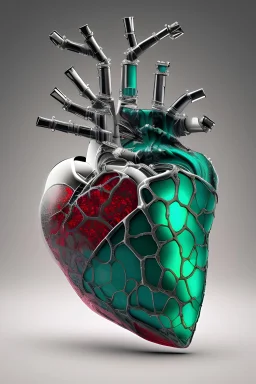Realistic anatomical heart made of glass shattering into pieces