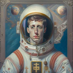 portrait of an astronaut in the style of orthodox paintings