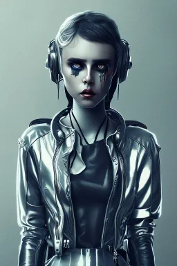 Danish Singer MØ cute cyberpunk, dark tones, high lighting