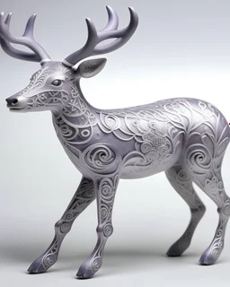 A light purple ice elemental deer designed in Mehndi design painted by Auguste Rodin