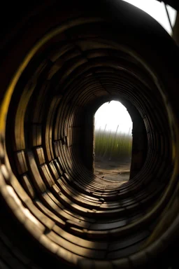 look from the inside toward outside of a crude oil barrel