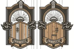 logo design for wooden double gates