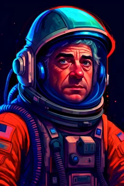 A DIGITAL ART portrait of a sci-fi astronaut man. He is maybe old.