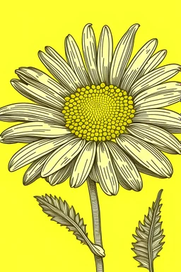 daisy flower drawing on yellow background