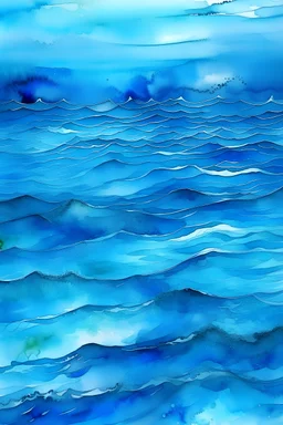 blue light water sea watercolor from above