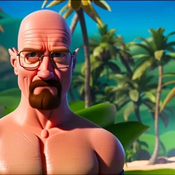 shirtless Walter White , 8k, tropical background.