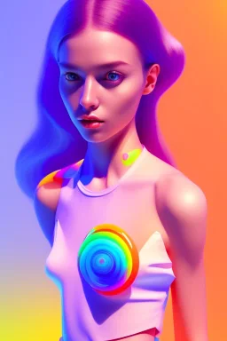 isometric clean art of super cute girl surrounded by coloured foames, soft lighting, soft pastel gradients, high definition, 3d icon clay render, blender 3d