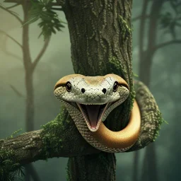 a snake on a tree, octane render