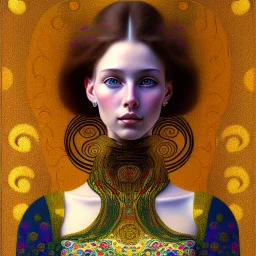 retrato de mujer bella con estilo de Gustav Klimt