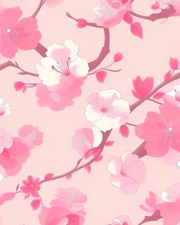Illustration set of beautiful pink tong blossom wallpaper