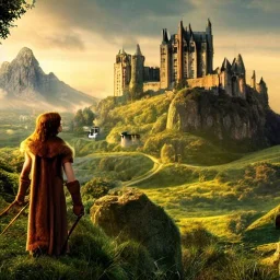 Chronicles of Narnia, Aslan on a hill with castle in background, 8k resolution, high-quality, fine-detail, intricate, digital art, detailed matte, volumetric lighting, illustration, 3D octane render, brian froud, howard lyon, selina french, anna dittmann, annie stokes, lisa parker, greg rutowski,
