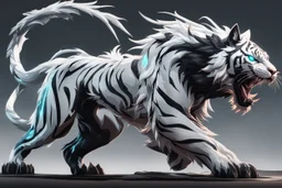 Venom beast in 8k solo leveling shadow artstyle, ice white tiger them, neon effect, full body, ice, intricate details, highly detailed, high details, detailed portrait, masterpiece,ultra detailed, ultra quality