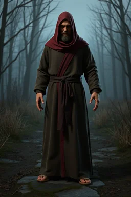 russian monk for a horror , silent hill style, 3d model, t-pose, full length, a pose, front face, for a videogame