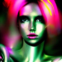 A 1990s magazine photoshoot. Neon blob, metallic blob, ethereal, grunge. Extremely detailed, HD photography, high quality, stylized, dramatic, high contrast, high exposure.