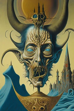 Artwork entitled "Devil's Bargain; Salvador Dali; surrealism; award-winning, intricate, insanely detailed, elegant