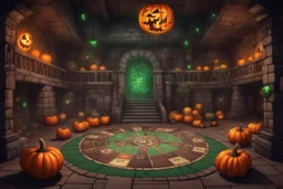 Многоуровневое подземелье. Главный зал оформлен как игровое поле с огромной рулеткой на полу, тыквами с зелёным пламенем и жуткими декорациями, смешивающими атрибутику Хэллоуина и Рождества.
