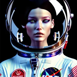 A female fashion model as an astronaut