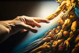 Creation of Adam, ink paint, ultra detailed, masterpiece, trending on artstation, 8k resolution, hight contrast, vibrant colors, photorealistic