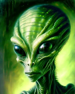alien portrait oil painting