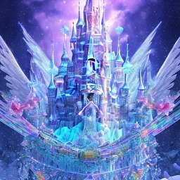 cristal angelic castle crystalline, blue,pink , cosmic, opalescent, gemstones, crystals, other worldly,water,bright, ice background, snow lake blue