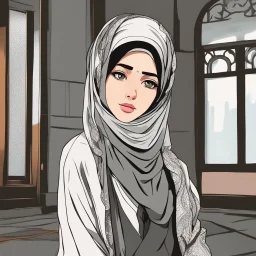 A hejab girl , vectorized , anime , 8k