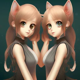 Anime Cat girls, cute, beautiful, twins