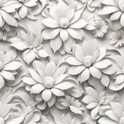 Hyper Realistic Abstract White Floral Patterns White Wall