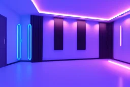 Interior, blue neon lights, high detail, high definition, 3D, Blender