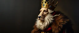 king weasel in style of Rembrandt and Fallout 4, with motion blur, all on a painting on wall, with black wall background