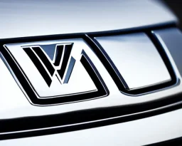 vw logo badge chrome futuristic