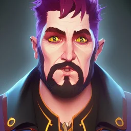 Portrait of a 35 year old funny warlock