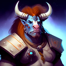 portrait of space barbarian bovine-person