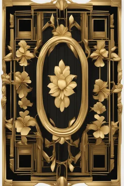 Gold art deco delicate picture frame on a black background