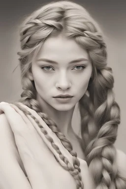 A beautiful woman.She has a long braid that reaches the ground.