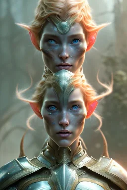 painting of a tall elven young woman with short light orange hair and freckles on the cheak bones and tall body light armor, full body, ultra realistic, concept art, intricate details, eerie, highly detailed, photorealistic, octane render, 8 k, unreal engine. art by artgerm and greg rutkowski and charlie bowater and magali villeneuve and alphonse mucha